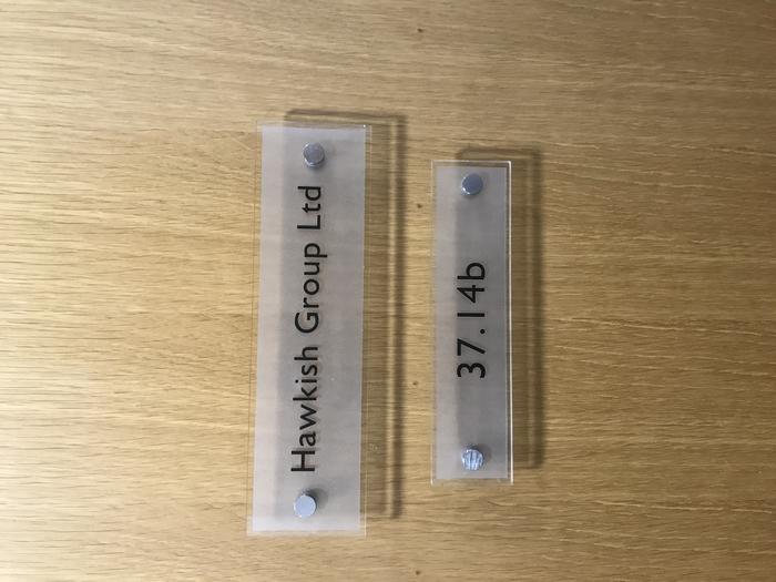 Hawkish Group Ltd nameplate at Canary Wharf Office 37.14b