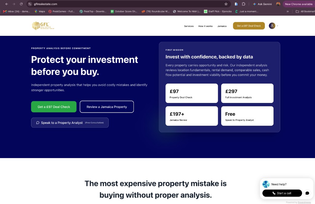 GFL website homepage
